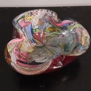 Vintage Murano Hand Blown Multicolor Ashtray/Bowl